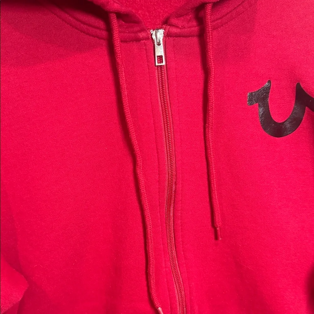 True Religion Y2K Red Zip Hoodie Graphic Logo Sweatshirt‎ L